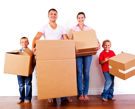 Packed boxes and furniture prepared for house removals