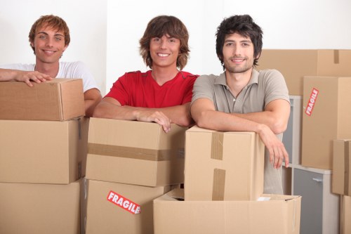 Local movers carrying items on a residential street in Crystal Palace