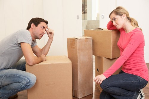 Careful wrapping of fragile household items before transport