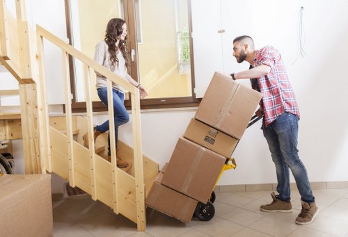 Moving van positioned for a flat move in Crystal Palace with limited access