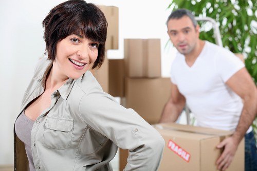Trained moving staff preparing equipment before a relocation