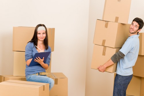 Local removals team unloading boxes at a property in Crystal Palace